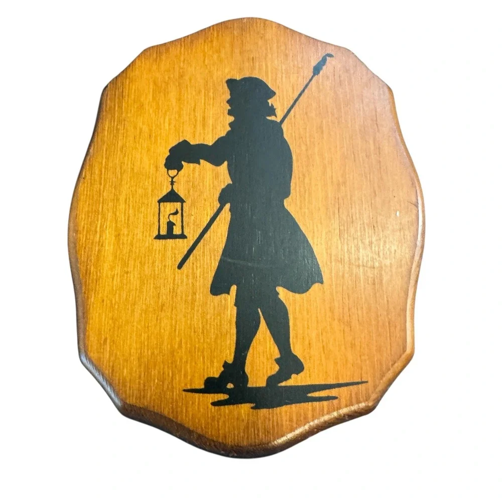 Colonial Silhouette Wood Wall Plaques Set of 4 Black Gold Americana Vintage